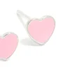 Sterling Silver Pink Enamel Heart Stud Earrings