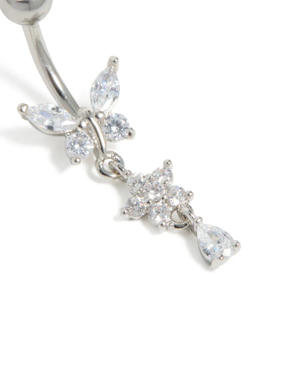 695-surgical-steel-cubic-zirconia-butterfly-flower-belly-bar-2.webp Surgical Steel Cubic Zirconia Butterfly & Flower Belly Bar