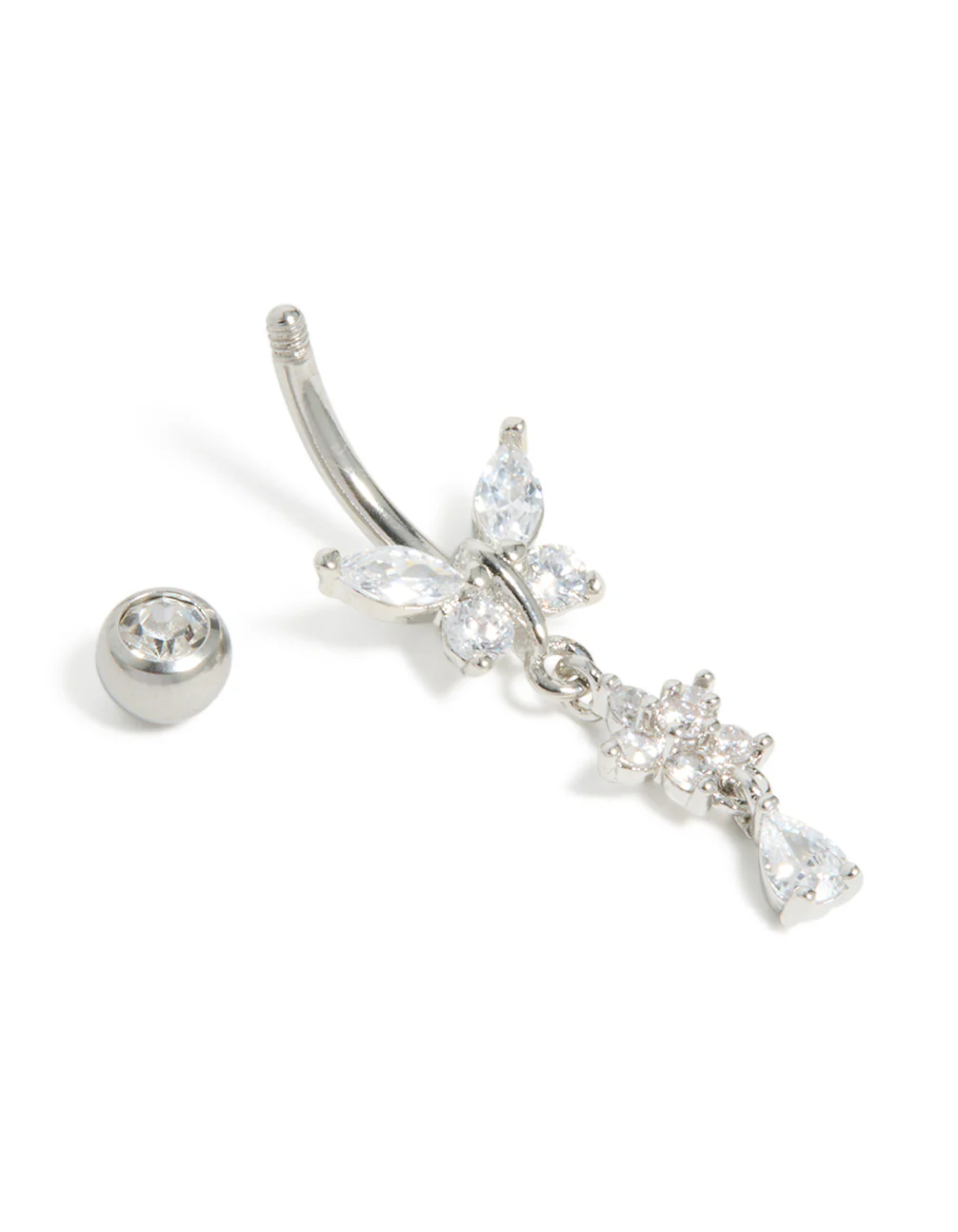695-surgical-steel-cubic-zirconia-butterfly-flower-belly-bar-3.webp Surgical Steel Cubic Zirconia Butterfly & Flower Belly Bar