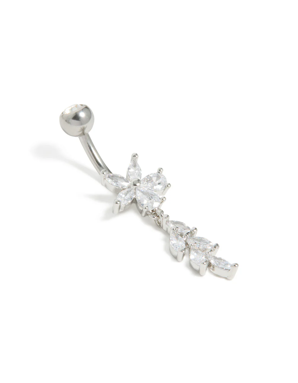 697-surgical-steel-cubic-zirconia-flower-vine-drop-belly-bar-1.webp Surgical Steel Cubic Zirconia Flower Vine Drop Belly Bar