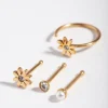 Surgical Steel Gold Flower Pearl Nose Stud 4-Pack