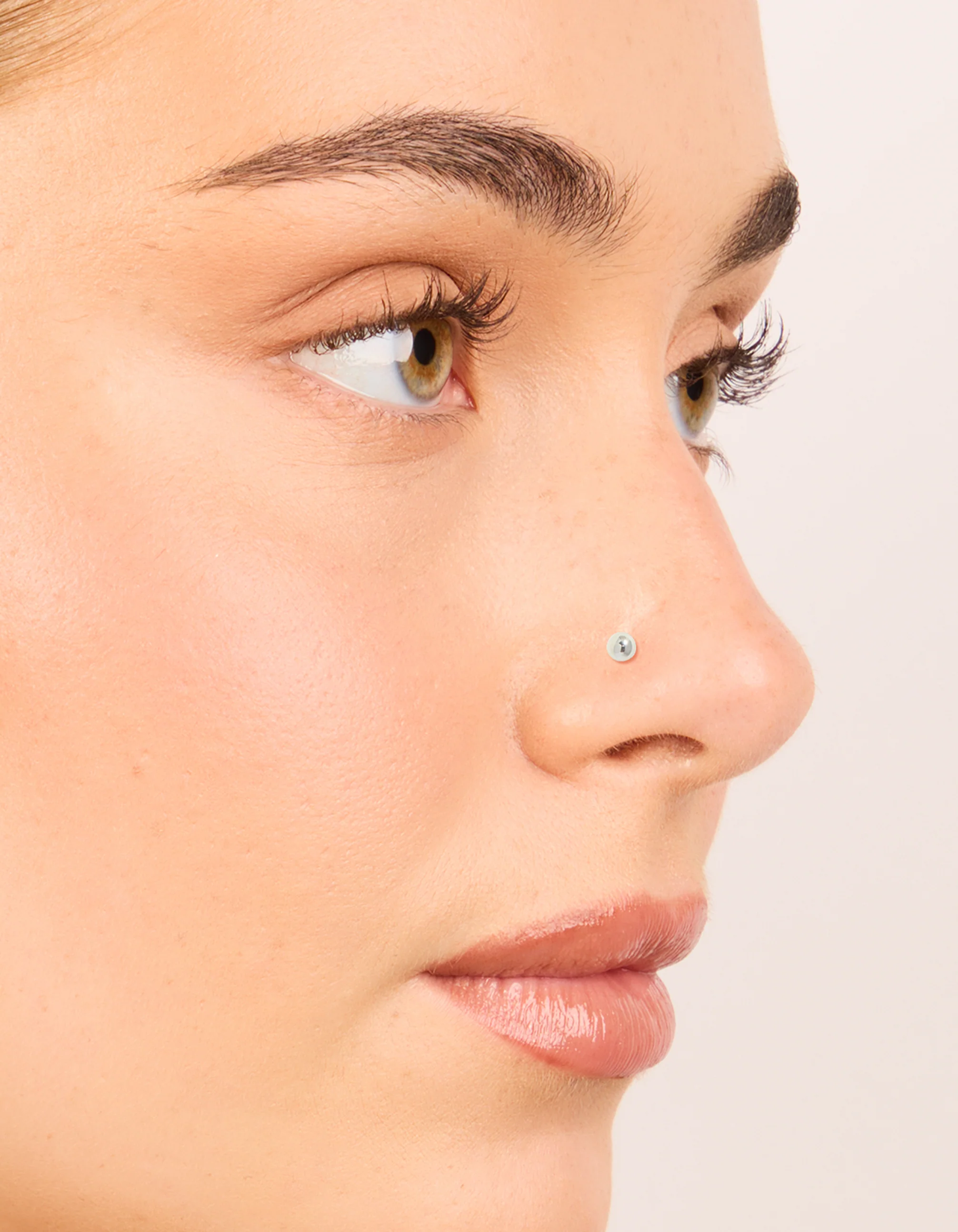 Titanium Bezel Cubic Zirconia  Threadless Flat Back Nose Studs