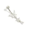 Titanium Cubic Zirconia  Butterfly & Flower Belly Bar