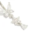 Titanium Cubic Zirconia  Butterfly & Flower Belly Bar