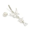 Titanium Cubic Zirconia  Butterfly & Flower Belly Bar