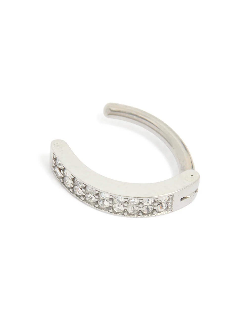Titanium Cubic Zirconia  Cluster Curved Ring Belly Ring