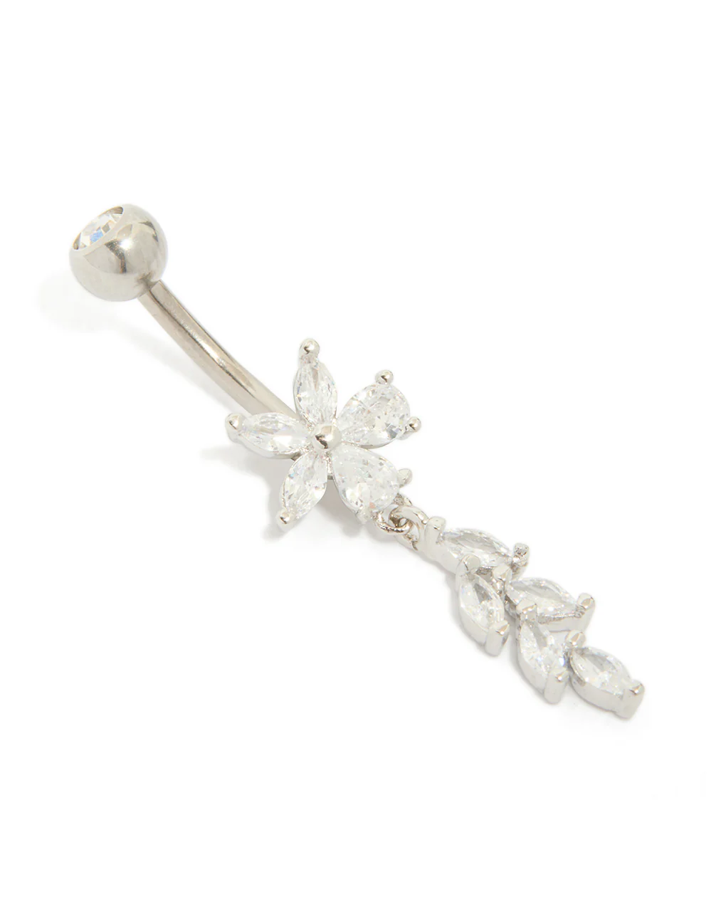 710-titanium-cubic-zirconia-flower-vine-belly-bar-1.webp Titanium Cubic Zirconia Flower Vine Belly Bar