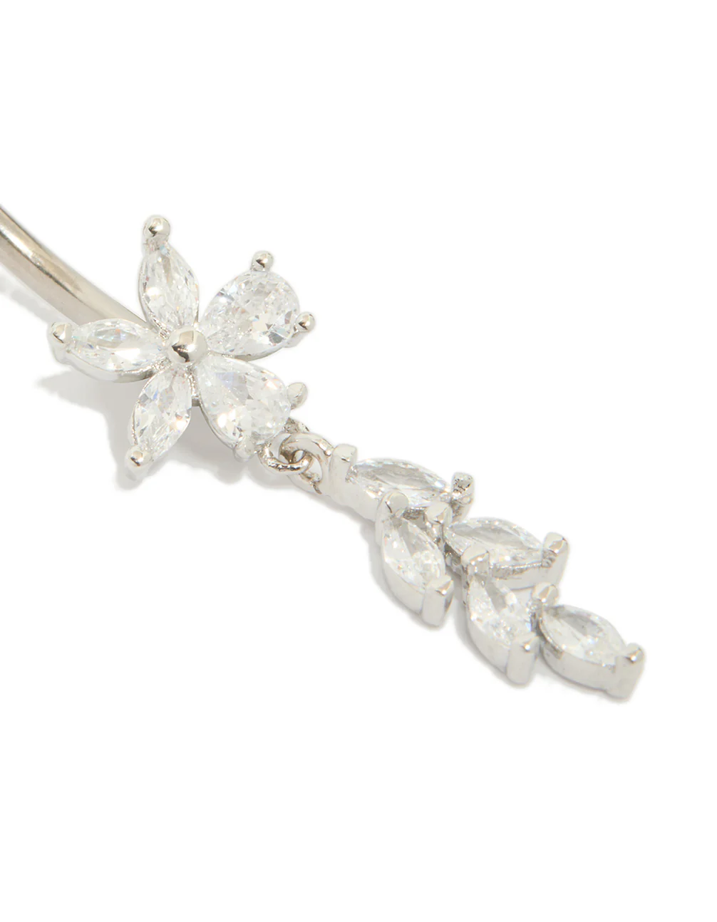 710-titanium-cubic-zirconia-flower-vine-belly-bar-2.webp Titanium Cubic Zirconia Flower Vine Belly Bar