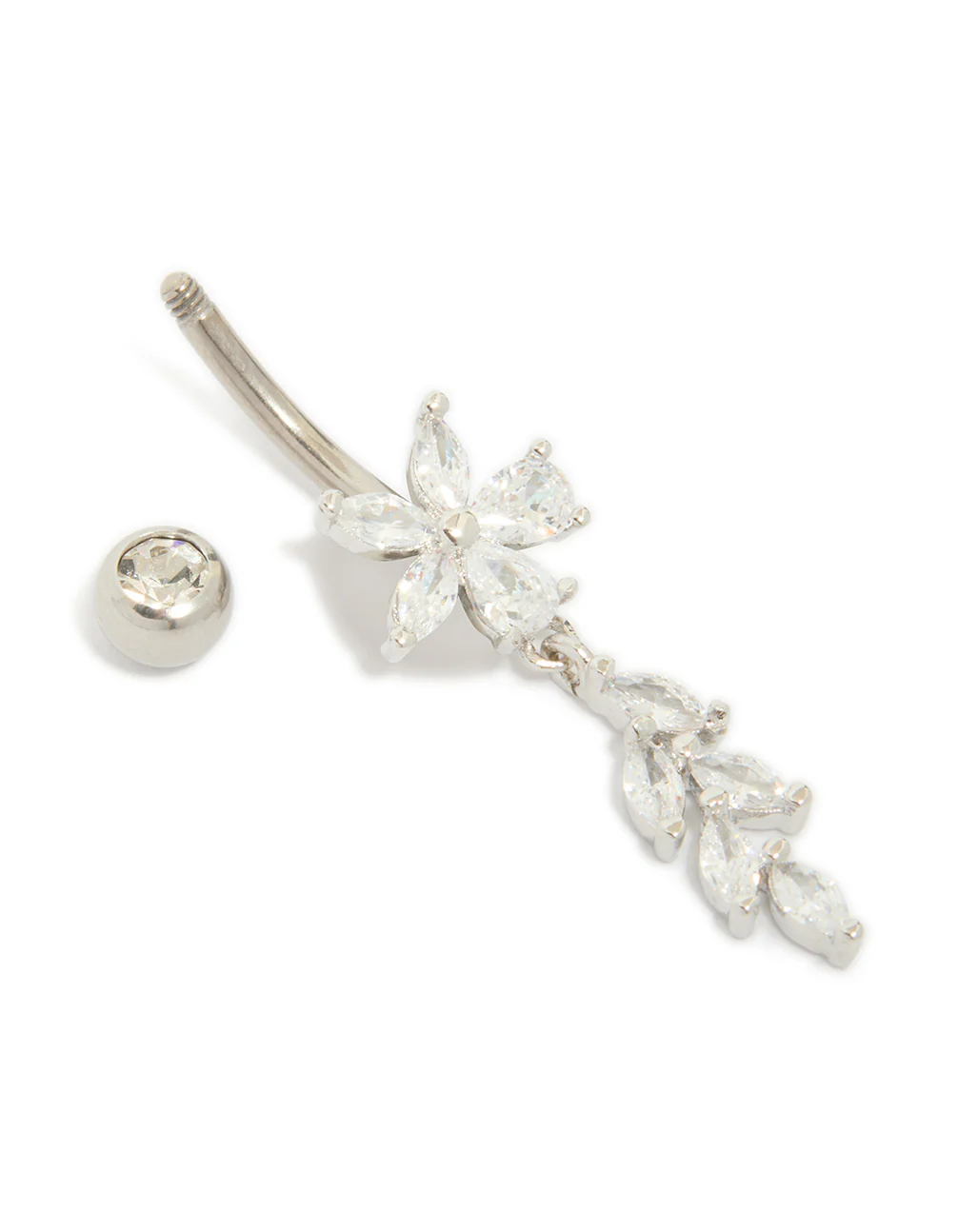 710-titanium-cubic-zirconia-flower-vine-belly-bar-3.webp Titanium Cubic Zirconia Flower Vine Belly Bar