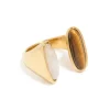 Waterproof Gold Plated Stainless Steel Open Double Stone Ring