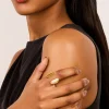 Waterproof Gold Plated Stainless Steel Open Double Stone Ring