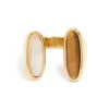 Waterproof Gold Plated Stainless Steel Open Double Stone Ring
