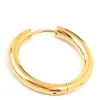 Waterproof Gold Plated Stainless Steel Clicker Hoop Earrings 24 MM