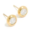 Waterproof Gold Plated Stainless Steel Cubic Zirconia Bezel Stud Earrings