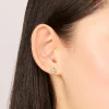 Waterproof Gold Plated Stainless Steel Cubic Zirconia Bezel Stud Earrings