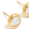 Waterproof Gold Plated Stainless Steel Cubic Zirconia Bezel Stud Earrings