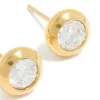 Waterproof Gold Plated Stainless Steel Cubic Zirconia Bezel Stud Earrings