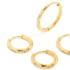Waterproof Gold Plated Stainless Steel Cubic Zirconia Clicker Hoops 3-Pack