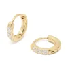 Waterproof Gold Plated Stainless Steel Cubic Zirconia Huggie Earrings 10 MM