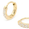 Waterproof Gold Plated Stainless Steel Cubic Zirconia Huggie Earrings 10 MM