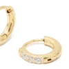 Waterproof Gold Plated Stainless Steel Cubic Zirconia Huggie Earrings 10 MM