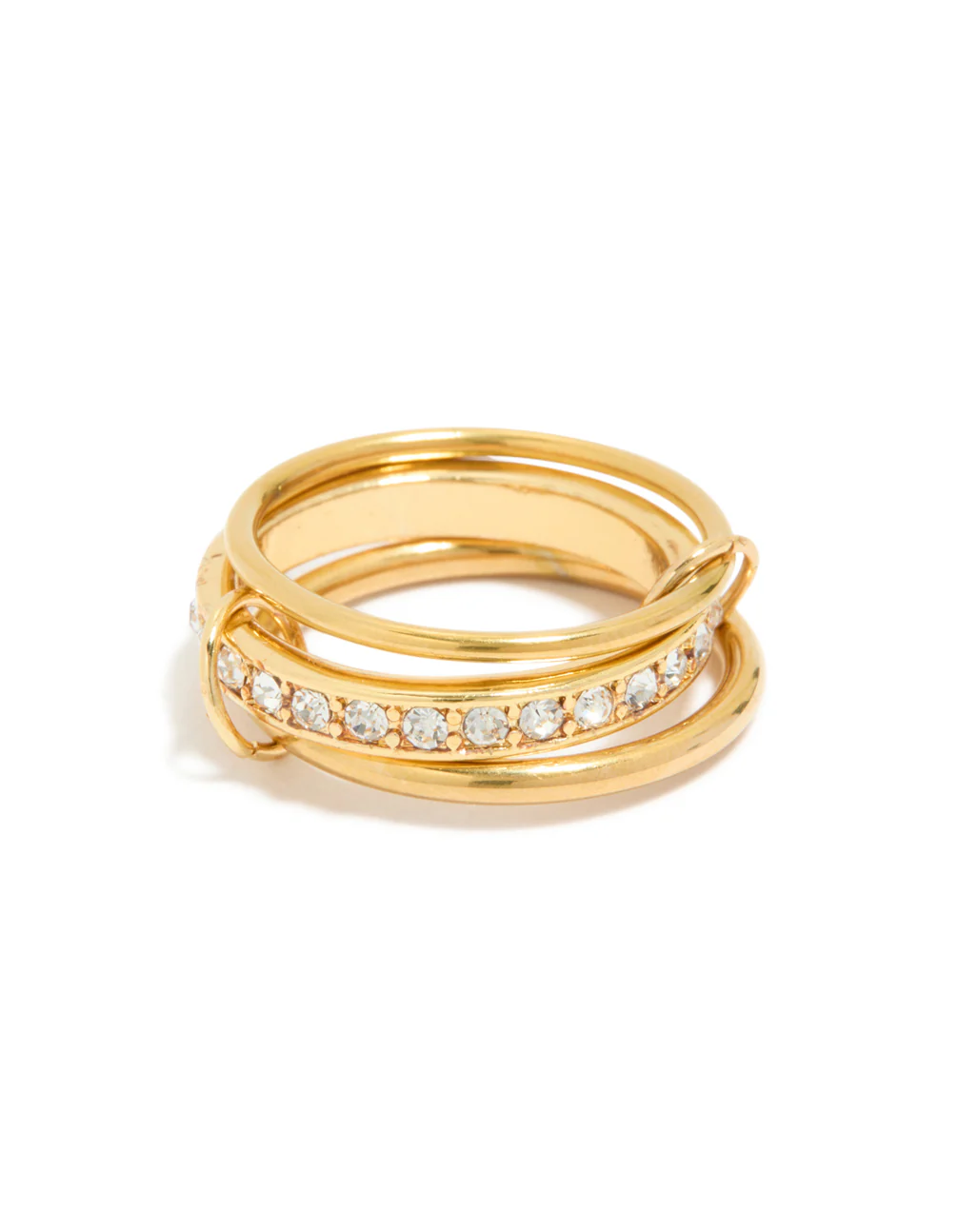 Waterproof Gold Plated Stainless Steel Cubic Zirconia Mini Loop Stacking Ring