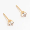 Waterproof Gold Plated Stainless Steel Cubic Zirconia Stud Earrings 3 MM