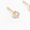 Waterproof Gold Plated Stainless Steel Cubic Zirconia Stud Earrings 3 MM
