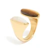 Waterproof Gold Plated Stainless Steel Open Double Stone Ring