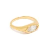 Waterproof Gold Plated Stainless Steel Lovely Cubic Zirconia Signet Ring