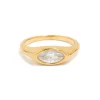 Waterproof Gold Plated Stainless Steel Lovely Cubic Zirconia Signet Ring