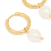 Waterproof Gold Plated Stainless Steel Mini Pearl Drop Huggie Earrings