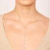 Waterproof Gold Plated Stainless Steel Pearl Y-Necklace