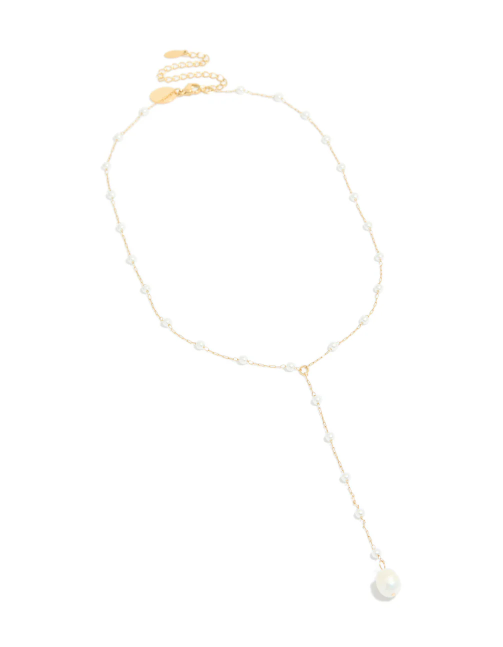 Waterproof Gold Plated Stainless Steel Pearl Y-Necklace