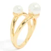 Waterproof Gold Plated Stainless Steel Pearls Split Band Ring