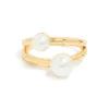 Waterproof Gold Plated Stainless Steel Pearls Split Band Ring