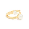 Waterproof Gold Plated Stainless Steel Pearls Split Band Ring