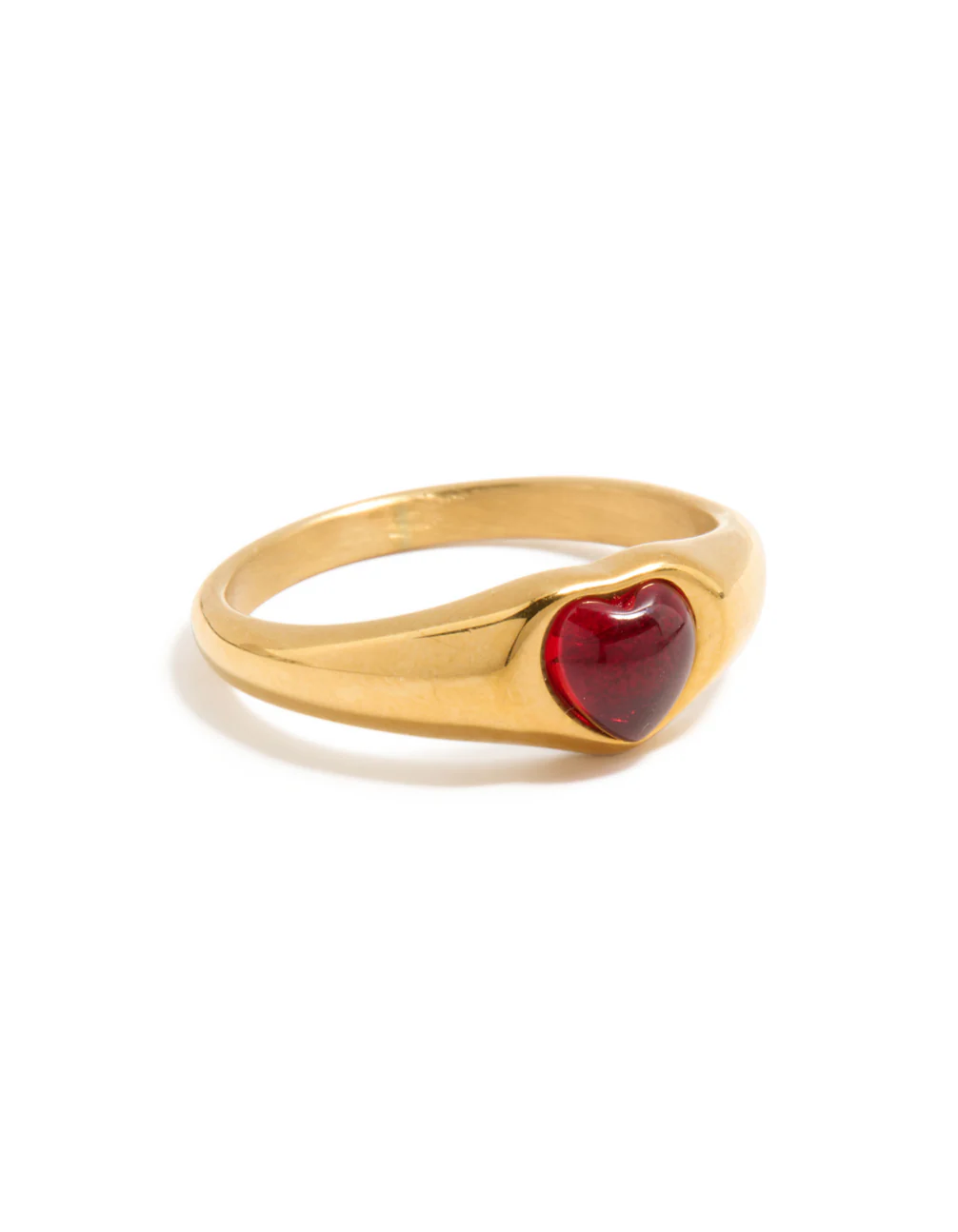 Waterproof Gold Plated Stainless Steel Petite Heart Ring