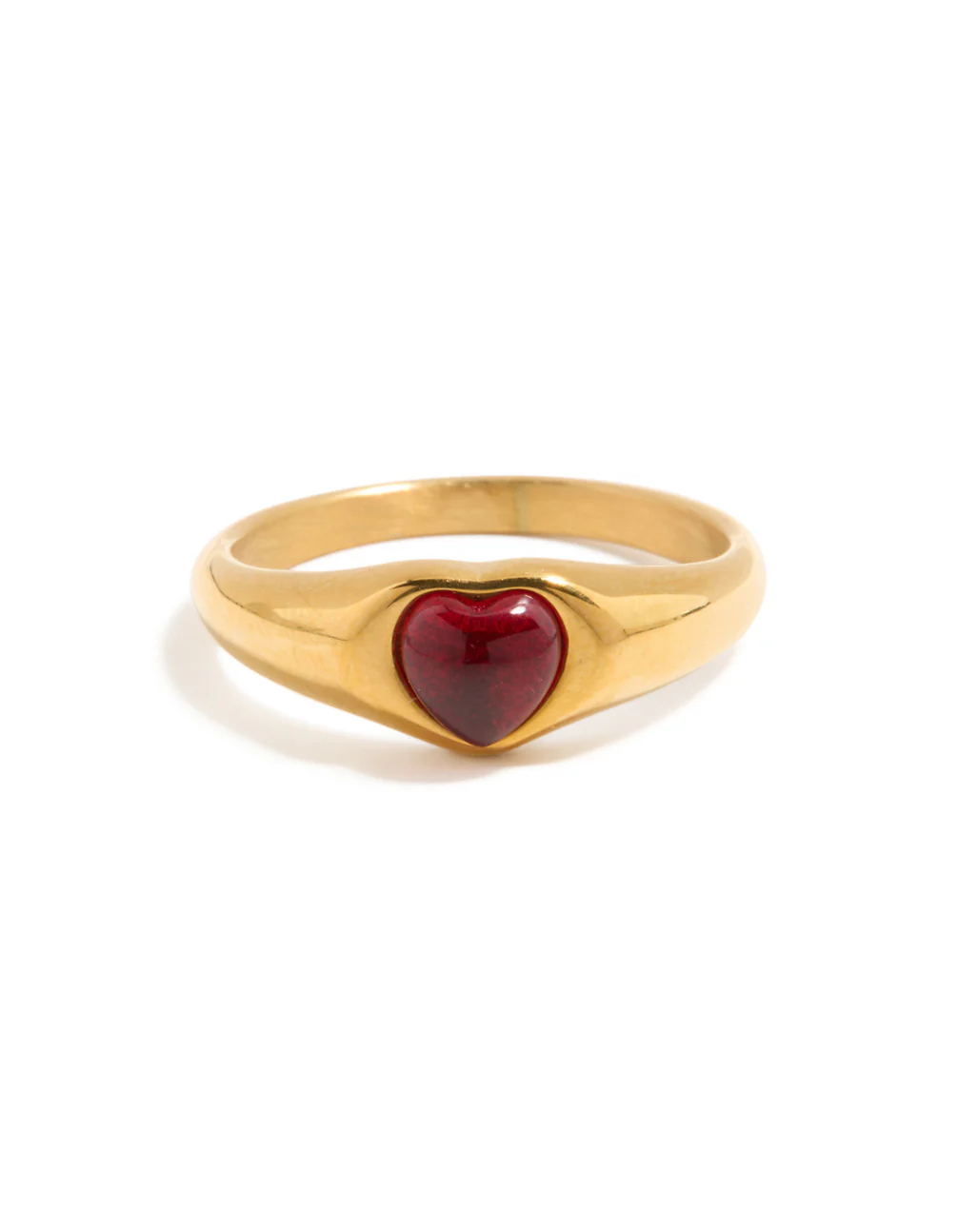Waterproof Gold Plated Stainless Steel Petite Heart Ring