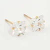 Waterproof Gold Plated Stainless Steel Princess Cut Cubic Zirconia Stud Earrings