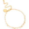 Waterproof Gold Plated Stainless Steel Pearl & Cubic Zirconia Bracelet