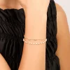 Waterproof Gold Plated Stainless Steel Pearl & Cubic Zirconia Bracelet