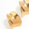 Waterproof Gold Plated Stainless Steel Rounded Hoop Stud Earrings