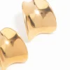 Waterproof Gold Plated Stainless Steel Rounded Hoop Stud Earrings