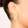 Waterproof Gold Plated Stainless Steel Petal Fan Earrings