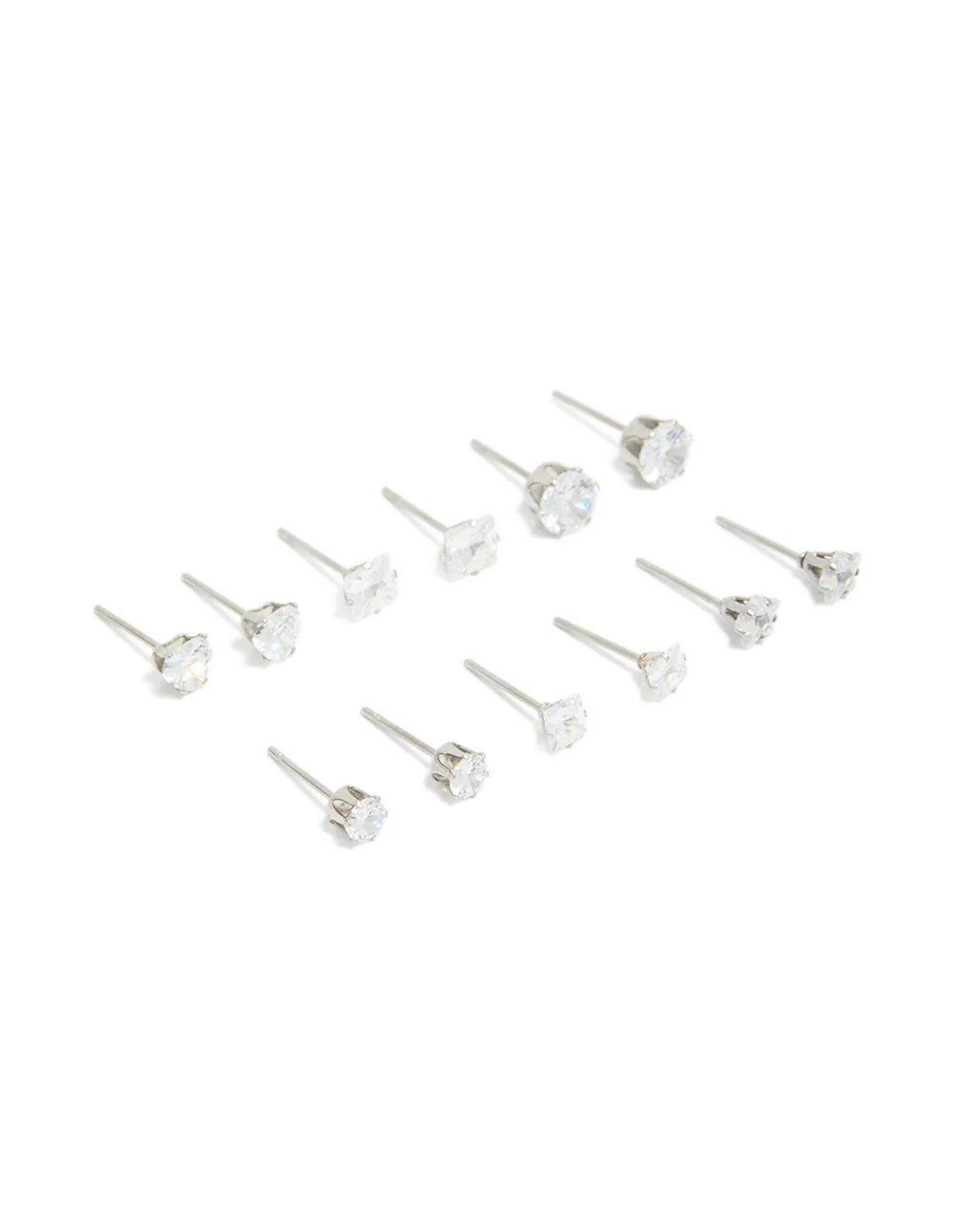 Waterproof Stainless Steel Cubic Zirconia Essential Stud Earrings 6-Pack