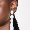 White Fabric Tassel Drop Earrings