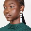 White Fabric Tassel Drop Earrings