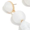 White Fabric Tassel Drop Earrings