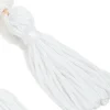 White Fabric Tassel Drop Earrings